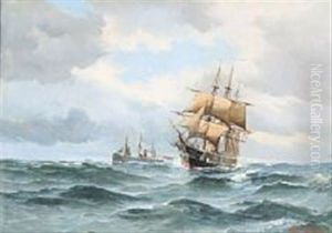 The Danish Steam Frigate Jylland At Sea