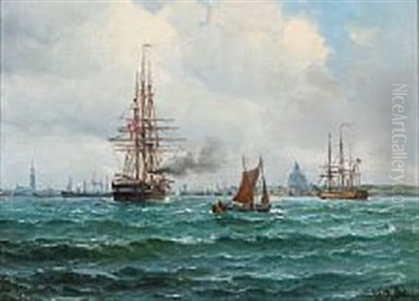 Seascape With Sailing Ships Off The Harbour Of Copenhagen - view 1