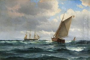Fregatten Jylland Och Segelskutor Pa Oppet Hav by Vilhelm Bille