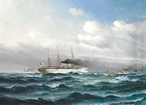 Seascape With The Imperial German Yacht Smy Hohenzollern And Other Ships From The Imperial German Navy Outside The Harbour Of Copenhagen