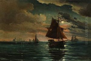 Evening Atmosphere With Sailing Ships Near Kronborg Castle
