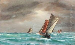 Seascape With Sailing Boats by Vilhelm Bille