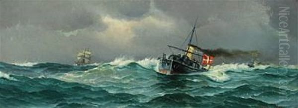 Marine With Ships At High Sea - view 1