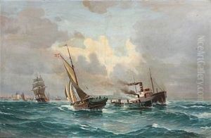 Seascape With Ships Outside Copenhagen Habour