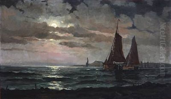 Coastal Scene At Full Moon - view 1