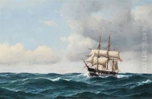 Seascape With The Frigate "jylland" by Vilhelm Bille