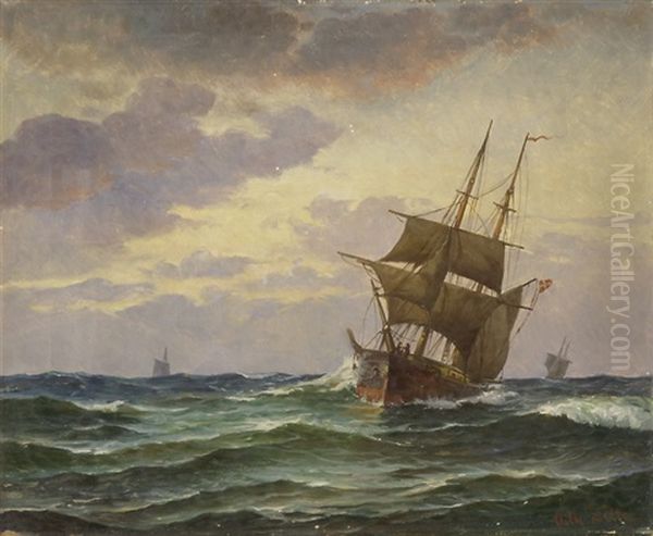 Segelschiff Auf Bewegter See Im Kattegat - view 1