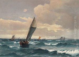 Segelboote Bei Ablandigem Wind, Malerische Bucht Im Sonnenlicht by Vilhelm Bille