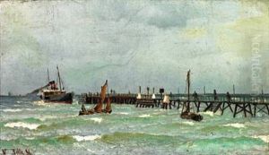 Seascape With Steamer by Vilhelm Bille