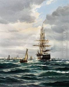 A Seascape Off Kronborg by Vilhelm Bille