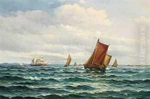 Sejlskibe Og Fiskerbade Pa Sundet by Vilhelm Bille