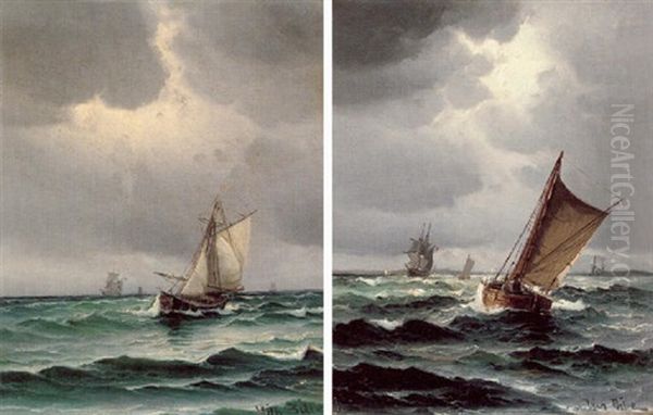 Marine Med Sejlskibe Pa Havet - view 1