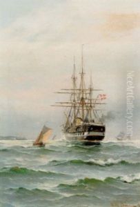 Fregatten "jylland" Ud For Kysten by Vilhelm Bille