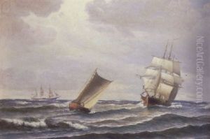 Marine Med Sejlskibe by Vilhelm Bille