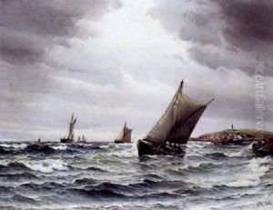 Fiskerbade Ud For Den Bornholmske Kyst by Vilhelm Bille