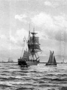 Marine Med Sejlskibe I Sundet by Vilhelm Bille