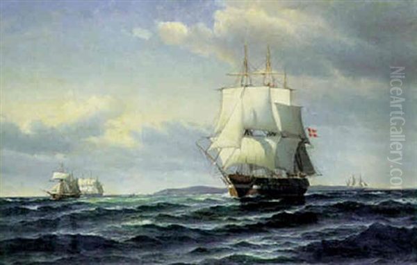 Marine Med Sejlskibe Pa Havet - view 1