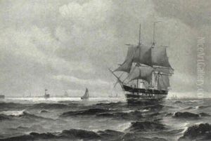 Marine Med Skibe Ud For Kobenhavns Havn by Vilhelm Bille