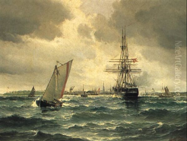 Fregatten Jylland Under Indsejling Til Kobenhavns Hav - view 1