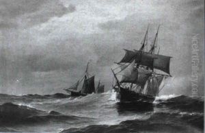 Marine Med Sejlskibe, Friskt Vejr by Vilhelm Bille
