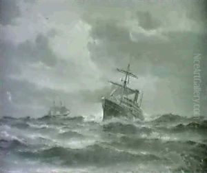 Marine Med Dampskib Og Sejler Marine Med Dampskib Og Sejler