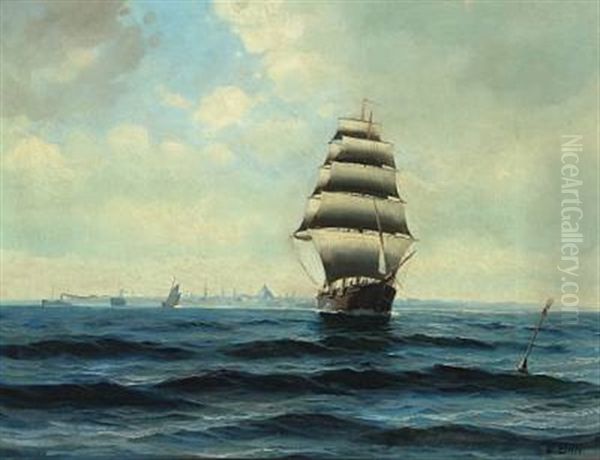Seascape With Sailing Ships Off Copenhagen - view 1
