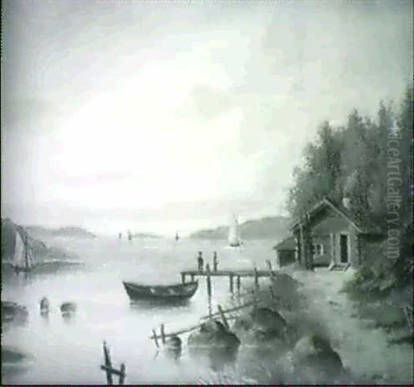 Insjovik Med Stuga Och Batar - view 1