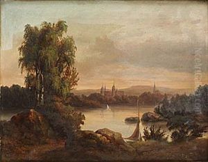 Landskap Med Slott Och Kyrka by Theodor Billing