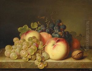 Stillleben Mit Trauben Und Pfirsischen by Heinrich Franz karl Billotte