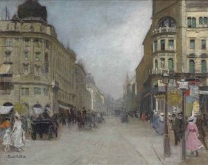 A Bustling Day In Paris by Rene Billotte