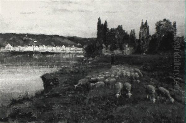 La Frette Montigny: Troupeau De Moutons Au Clair De Lune - view 1