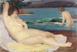 Reclining Nude by Louis Francois Biloul