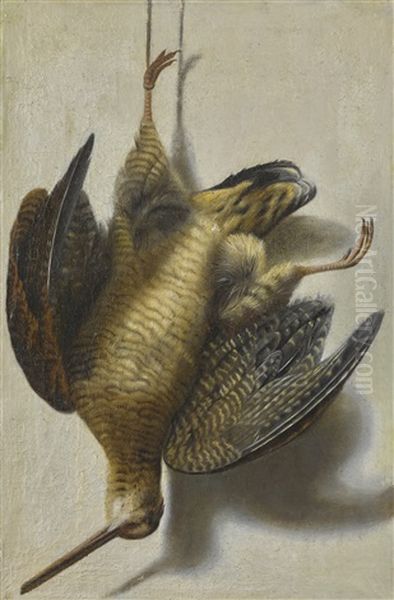 A Trompe L'oeil With A Woodcock Hanging Before A Wall - view 1