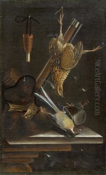 Trompe-l'oeils With Musket And Three Birds - view 1