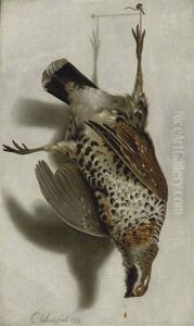 A Trompe L'oeil With A Grouse Hanging From A Nail