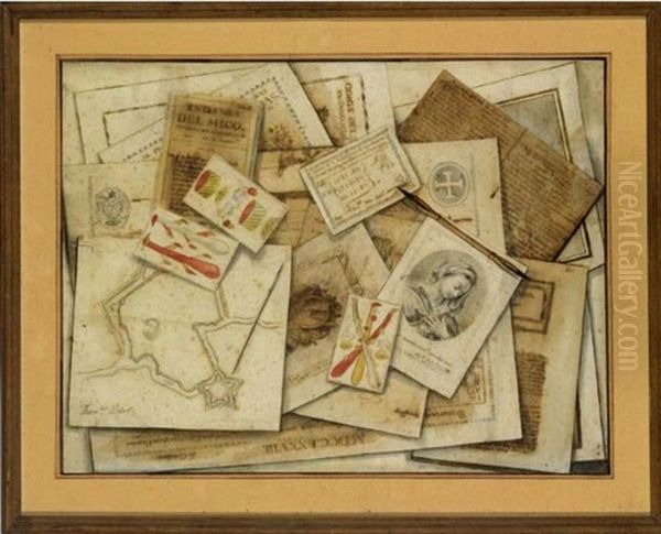 A Woodcock And Hunting Equipment, All Framed In A Partly Ebonised Wood Frame - view 1