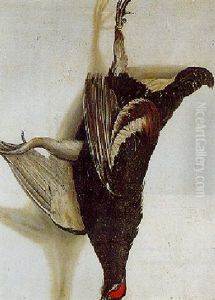 A Tromp-l'oeil Of A Blackcock Hanging From A Nail