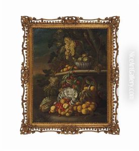 Still Life With Fruits In A Garden by Bartolommeo Bimbi