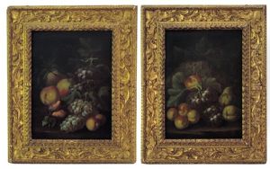 Natura Morta Con Pere, Pesche E Uva (pair)