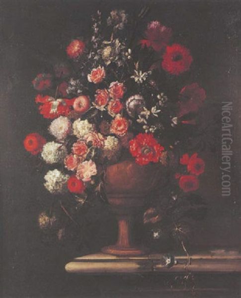 Nature Morte Au Vase De Fleurs Sur Un Entablement - view 1
