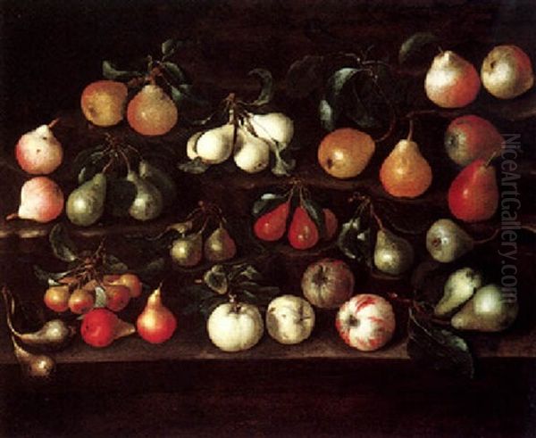 A Still Life Of Peaches, Pears, Apples And Figs, All On Ledges - view 1