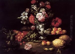 A Still Life Of Flowers And Fruit by Bartolommeo Bimbi