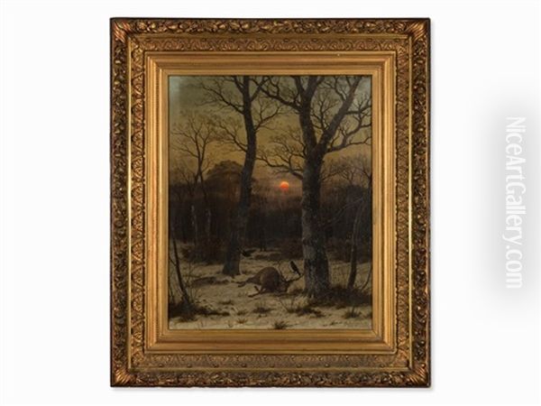 Deer In Winter Landscape - view 1