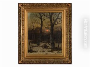Deer In Winter Landscape