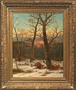 Toter Hirsch Im Abendlichen Winterwald