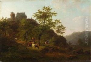 Hugelige Landschaft Mit Schloss