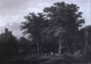 Grose Landschaft Mit Eichen Und Ruine