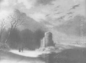 Winterlandschaft Mit Schlittschuhlaufern by Jens Bimmten