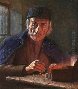 Bei Kerzenschein Munzen Zahlender Mann