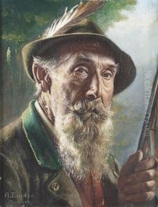 Portrat Eines Bartigen Jagers